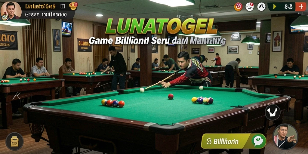 Tampilan antarmuka LUNATOGEL dengan grafis Billiard yang menarik.