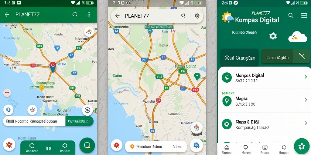 Tampilan antarmuka aplikasi Kompas Digital PLANET77 yang intuitif dan informatif.
