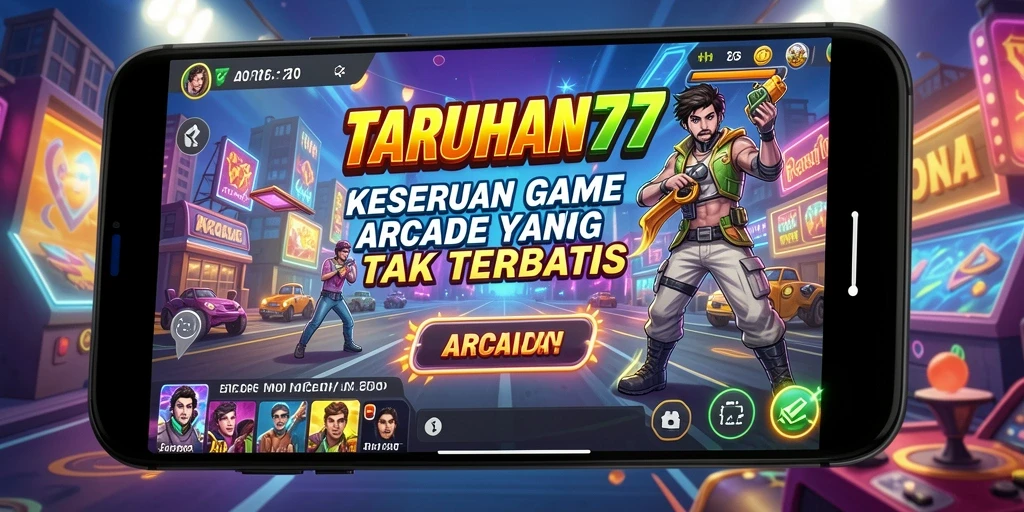 Tampilan antarmuka game Arcade TARUHAN77 yang menarik dan penuh warna.